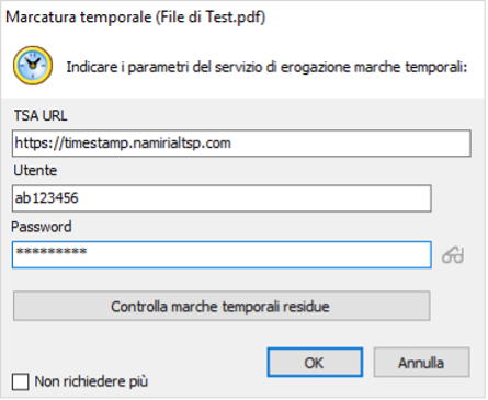 File di test per le marche temporali
