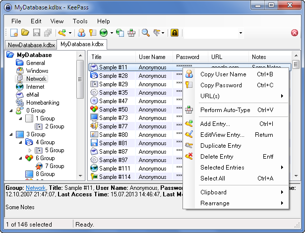 Screenshot keefarce password manager