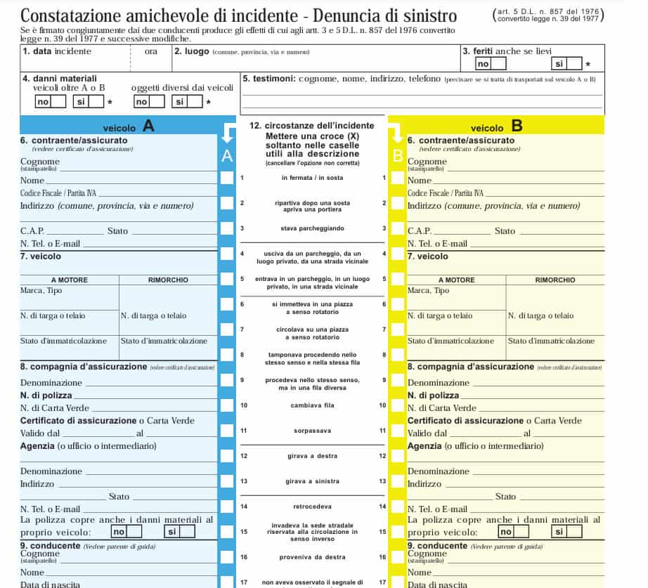 Pagina iniziale del modulo CAI