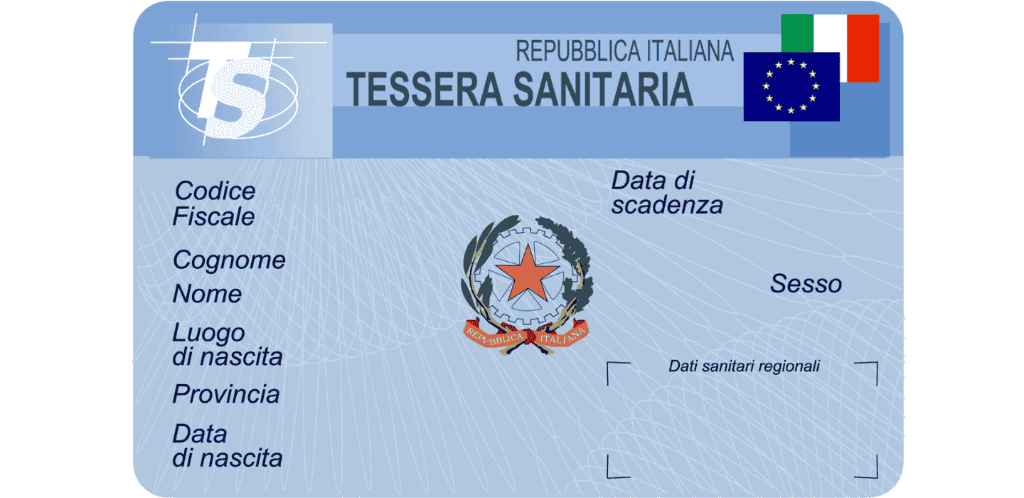 Immagine di una tessera sanitaria senza microchip.